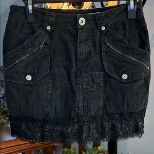 DKNY Jeans Black Lace Trim Women's Skirt